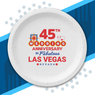 45th Wedding Anniversary Couples Las Vegas Trip Paper Plates