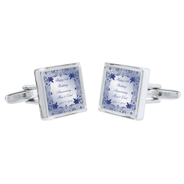 45th Wedding Anniversary Cufflinks (Angled)