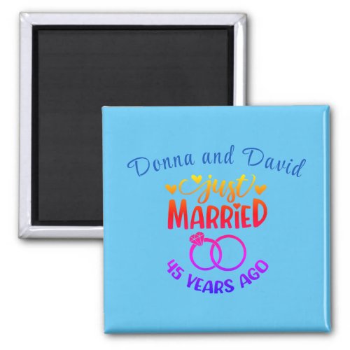 45th Wedding Anniversary Custom Names Sapphire Magnet