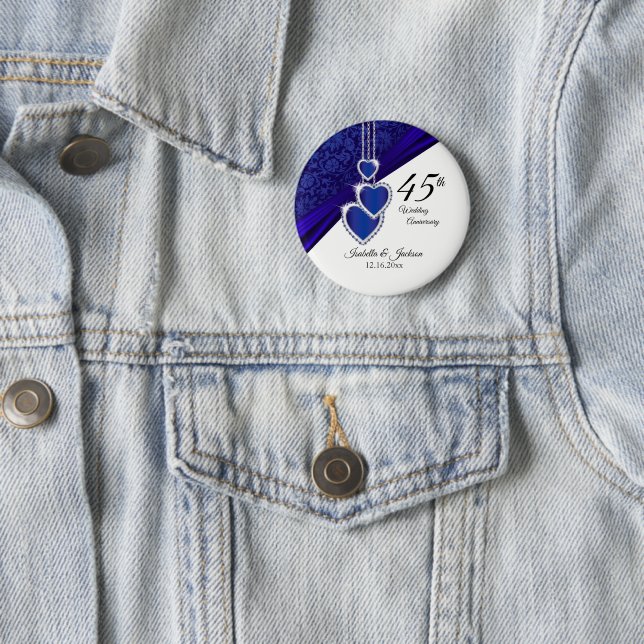 45th Wedding Anniversary Design Button (In Situ)