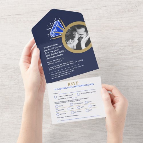 45th wedding anniversary dinner sapphire ring meal all in one invitation