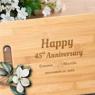 45th Wedding Anniversary Elegant Engraved Cutting Board