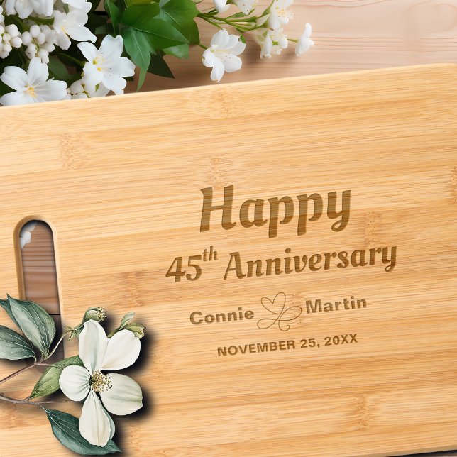 45th Wedding Anniversary Elegant Engraved Cutting Board (Creator Uploaded)