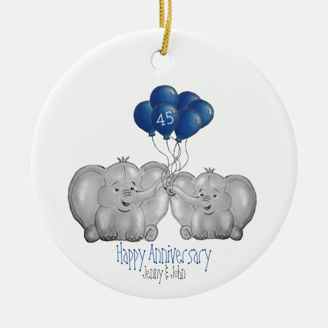 45th wedding anniversary elephant decoration (Front)