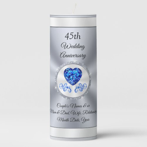 45th Wedding Anniversary Gift for Parents Wife  Pillar Candle