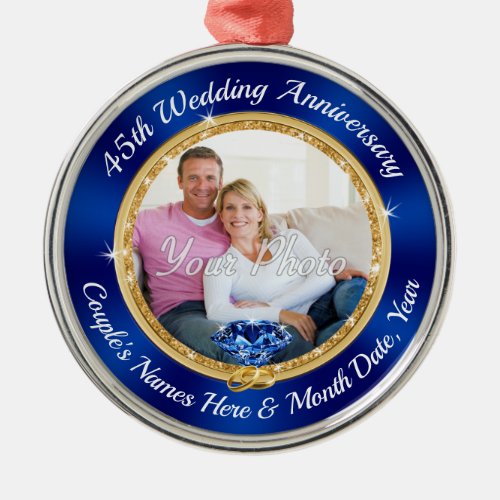 45th Wedding Anniversary Gift Ideas Sapphire Metal Ornament