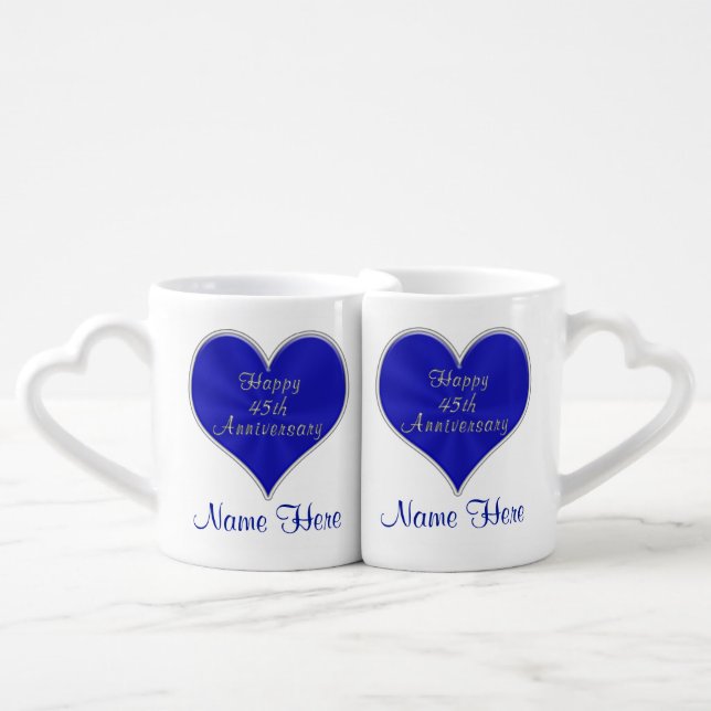 45th Wedding Anniversary Gifts for Parents, Couple Coffee Mug Set (Front Nesting)