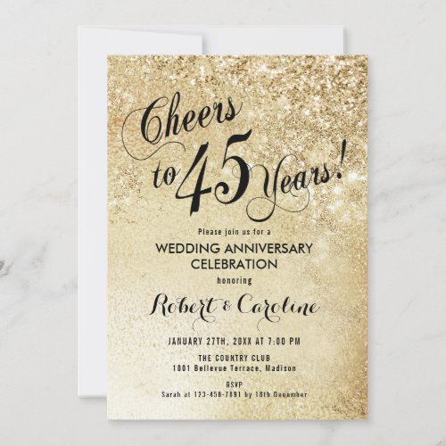 45th Wedding Anniversary Gold Invitation