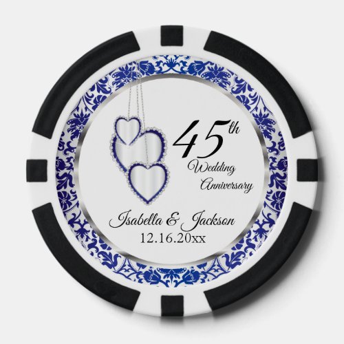 45th Wedding Anniversary Heart Keepsake Poker Chips