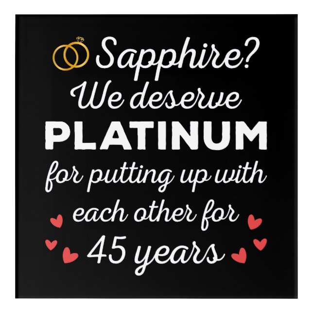 45th Wedding Anniversary I - Sapphire Funny Couple Acrylic Print (Front)