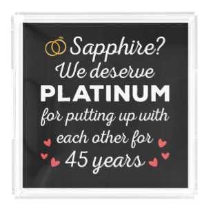 45th Wedding Anniversary I - Sapphire Funny Couple Acrylic Tray
