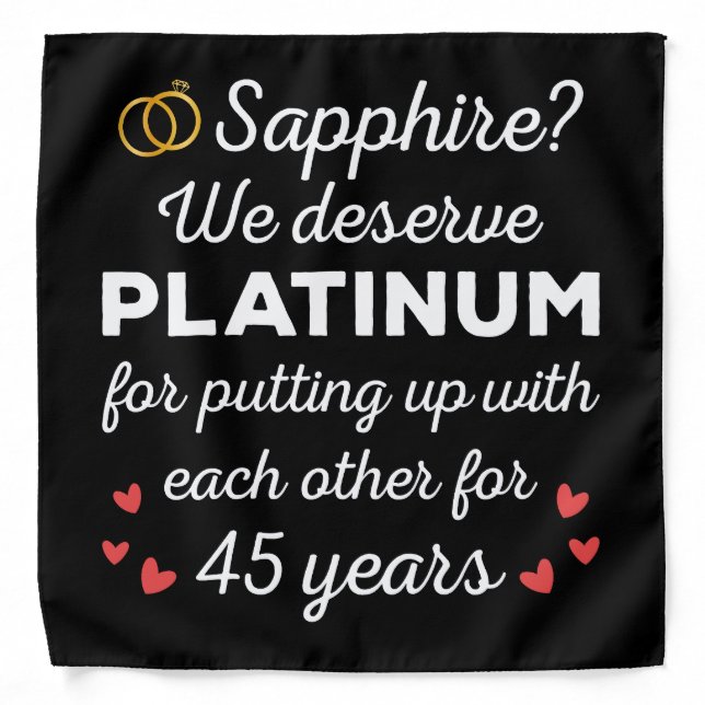 45th Wedding Anniversary I - Sapphire Funny Couple Bandana (Front)