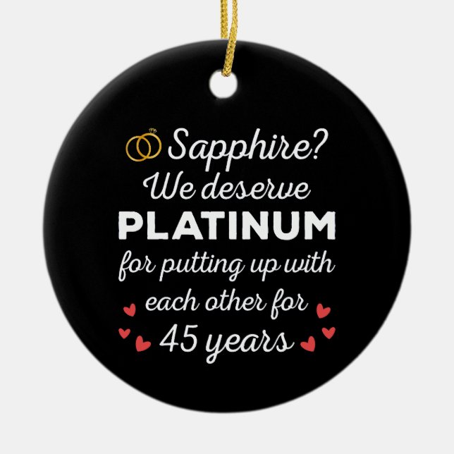 45th Wedding Anniversary I - Sapphire Funny Couple Ceramic Ornament (Front)