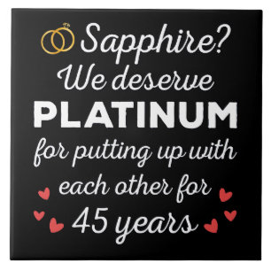 45th Wedding Anniversary I - Sapphire Funny Couple Ceramic Tile