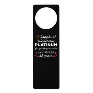 45th Wedding Anniversary I - Sapphire Funny Couple Door Hanger