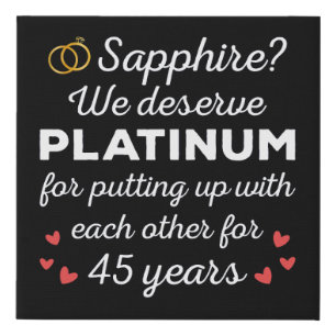 45th Wedding Anniversary I - Sapphire Funny Couple Faux Canvas Print