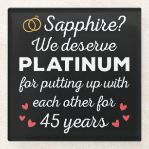 45th Wedding Anniversary I - Sapphire Funny Couple Glass Coaster