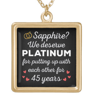 45th Wedding Anniversary I - Sapphire Funny Couple Gold Plated Necklace