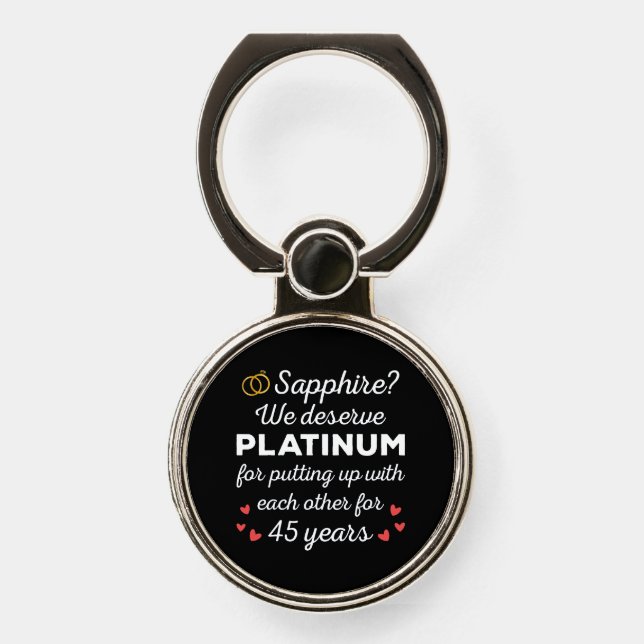 45th Wedding Anniversary I - Sapphire Funny Couple Phone Ring Stand (Front)