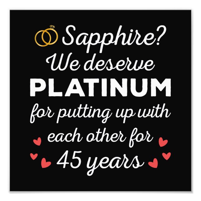 45th Wedding Anniversary I - Sapphire Funny Couple Photo Print (Front)