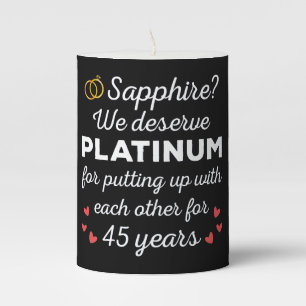 45th Wedding Anniversary I - Sapphire Funny Couple Pillar Candle