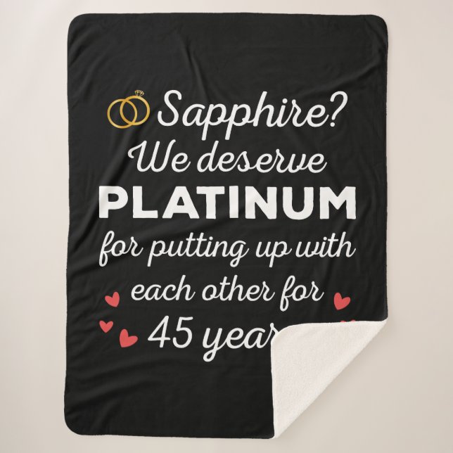 45th Wedding Anniversary I - Sapphire Funny Couple Sherpa Blanket (Front)