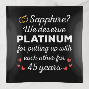 45th Wedding Anniversary I - Sapphire Funny Couple Trinket Tray