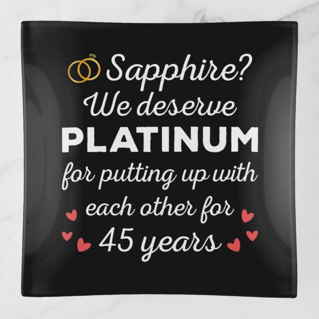 45th Wedding Anniversary I - Sapphire Funny Couple Trinket Tray (Front)