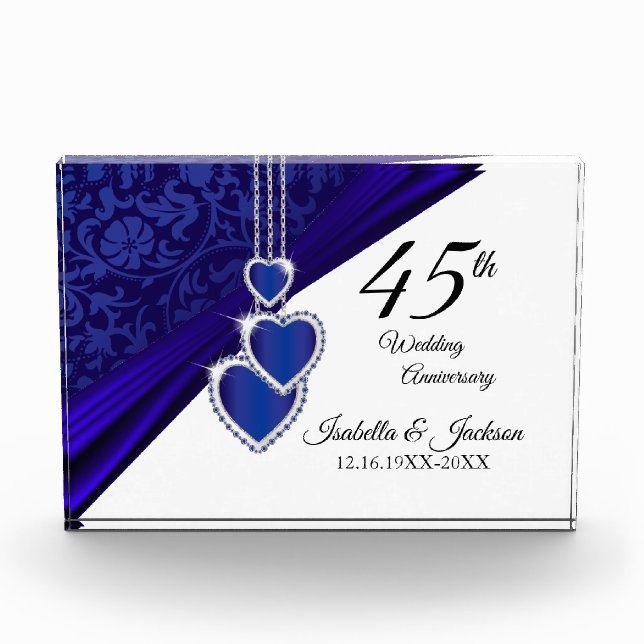 45th Wedding Anniversary Keepsake Design Acrylic Award (Front)