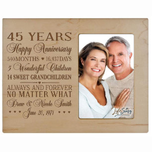 45th Wedding Anniversary Maple Photo Frame