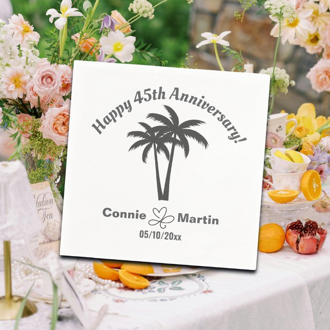 45th Wedding Anniversary Palm Trees Napkins (Creator Uploaded)