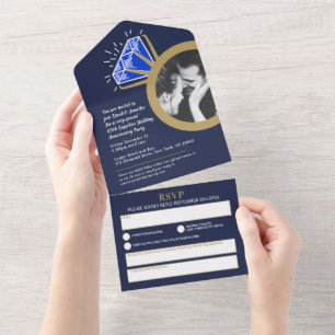45th wedding anniversary party blue sapphire ring all in one invitation