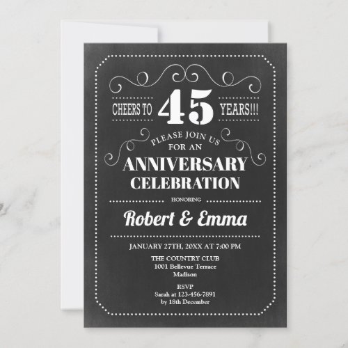 45th Wedding Anniversary Party _ Chalkboard Invitation