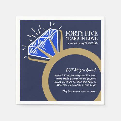 45th wedding anniversary party sapphire fun facts napkins
