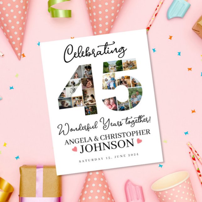 45th Wedding Anniversary Photo Collage party Sign (Creator Uploaded)