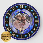 45th Wedding Anniversary PHOTO Gift Sapphire Blue Large Clock<br><div class="desc">Looking for the perfect 45th wedding anniversary gift? Look no further! Our stunning Sapphire Blue Personalized fortyfifth, 45 years of marriage PHOTO Anniversary Clock is the ideal gift to commemorate this special milestone. This clock features a customizable design that allows you to add a photo and commemorative text, making it...</div>