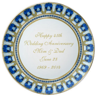 45th Wedding Anniversary Porcelain Plate