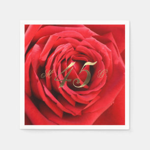 45th Wedding Anniversary Red Roses Heart Elegant Napkins