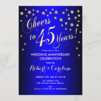 45th Wedding Anniversary - Royal Blue & Gold