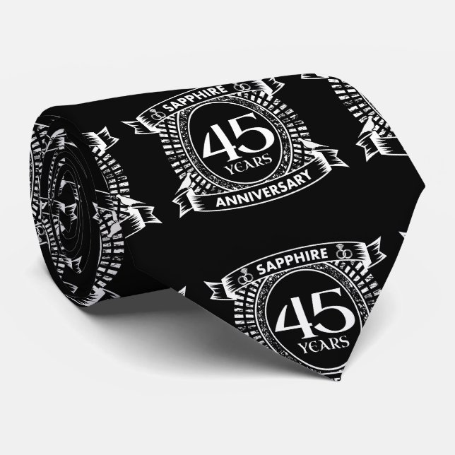 45th wedding anniversary sapphire crest neck tie (Rolled)