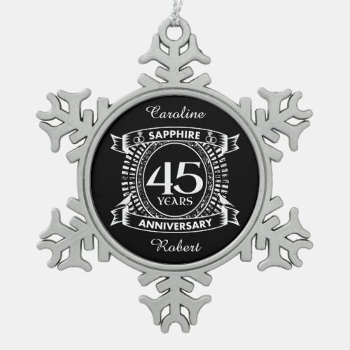 45th wedding anniversary sapphire crest snowflake pewter christmas ornament