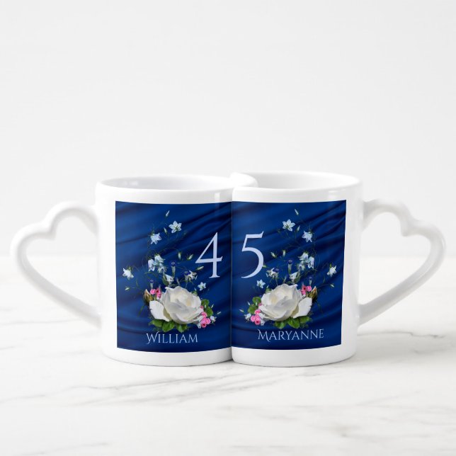 45th Wedding Anniversary Sapphire Custom Coffee Mug Set (Front Nesting)