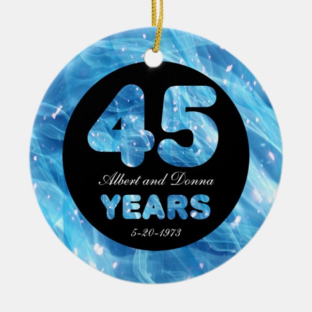 45th Wedding Anniversary Sapphire Party Lights Ceramic Ornament (Front)