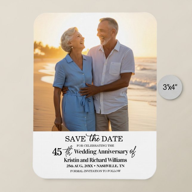 45th Wedding Anniversary Save the Date Photo Magnet (Creator Uploaded)
