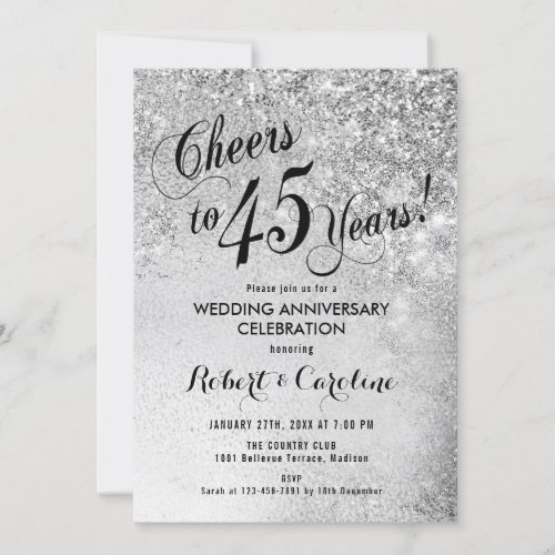 45th Wedding Anniversary Silver Invitation