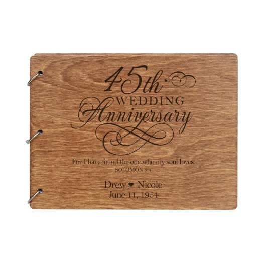 45th Wedding Anniversary Wooden Guest Book (Front)