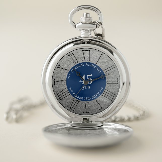45yrs Retirement or Anniversary Personalized Pocket Watch (Inside)