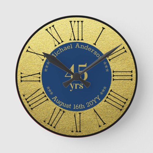 45yrs Retirement or Anniversary Personalized Round Clock