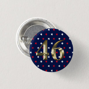 "46" Biden President, Biden Harris 2020 Gold Blue Button