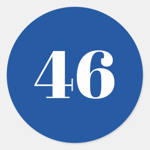 46 Biden President blue white number modern button Classic Round Sticker